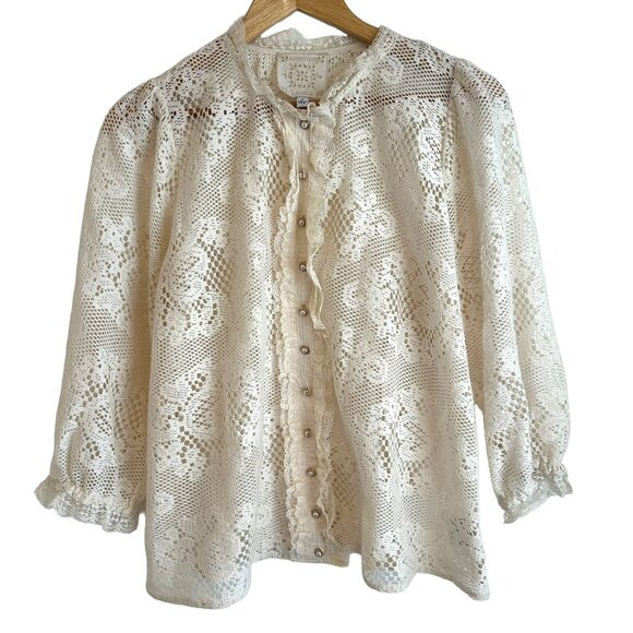 Johnny Was Cream Lace Blouse - Picture 6 of 11